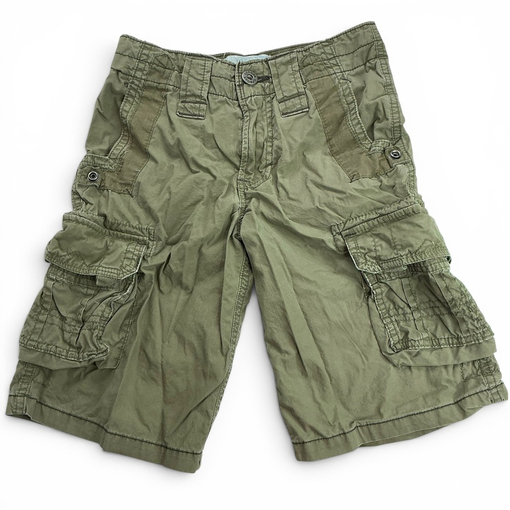 Uproar Green Cargo Shorts Kids Size 8 Regular Adjustable Waist Utility Twill